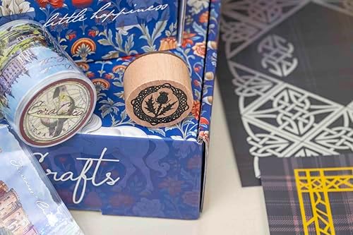Scotland Box – 9-Piece Scottish Craft Set with Landscapes Transparent Tape, Washi, Clear Stamps, Wooden Stamp, Tartan Stickers, Watercolor Transfers, Paper & Foil for Journals, Planners & DIY Projects - Image 6