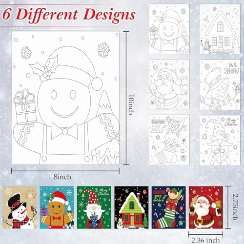 Dinifee 6 Pack Pre Drawn Canvas for Painting Pre Printed Canvas Kit 8 x 10 Inch Stretched Cotton Paint and Sip Set for Adults Couple Party Graduation Summer Date Night(Santa Blessing) - Image 3