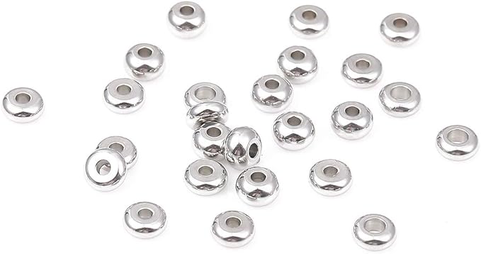 Stainless Steel Spacer Beads 5x3mm Rondelle Loose Charm Caps Beads for DIY Jewelry Making 100pcs with 1.5mm Hole