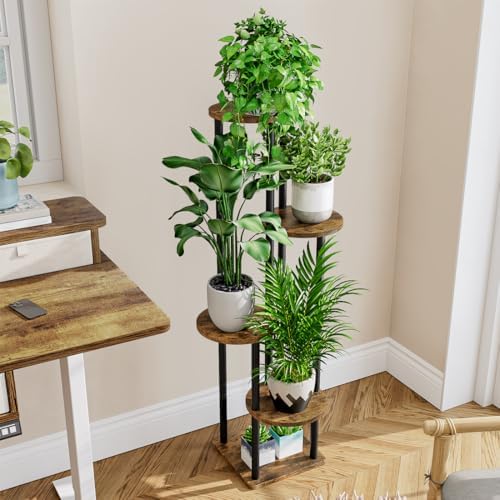 AZERPIAN Plant Stand Indoor Tall Corner Tiered Shelf 5 Tier Metal MDF Board - Image 3
