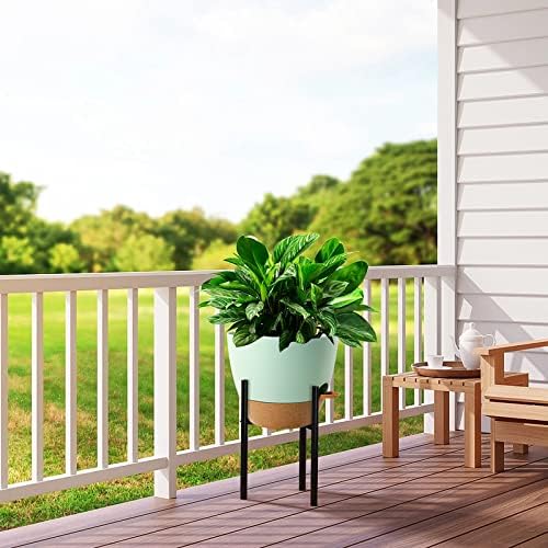 UOUZ 12 inch Large Self Watering Pots, Plastic Planters with 60oZ Removable Deep Reservoir and Multi Mesh Drainage Holes for Indoor Outdoor Garden Plants and Flowers, Green with Brown - Image 7