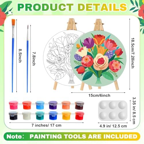 Supervitae 72 Piece Spring Floral 5.9" Round Pre Drawn Canvas Kit - Image 2