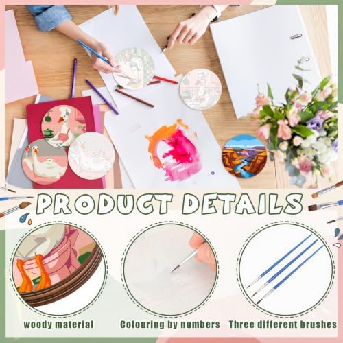 Reallnaive 8 Pcs Duck Paint by Numbers Kit for Adults Wooden Coasters - Image 3