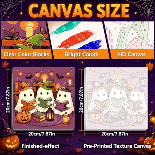 Mandun Halloween Ghost Paint by Numbers Kit for Kids, 8x8 inch - Image 2