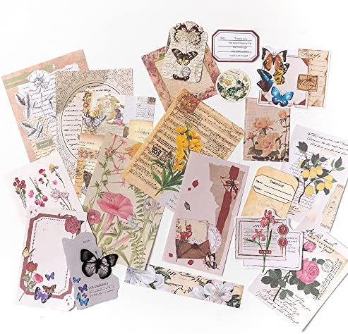 Alideco 260pcs Vintage Scrapbook Stickers Scrapbooking Paper Washi Junk Journaling Supplies Collage Album Aesthetic Cottagecore Picture Frames(Flowers Butterfly) - Image 3
