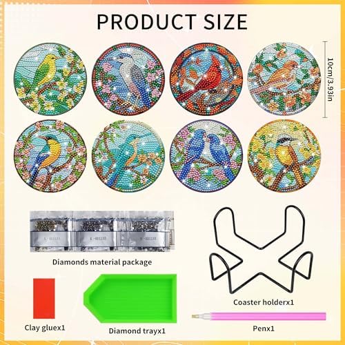 Hummingbird Diamond Art Coasters, Diamond Painting Coaster Kit for Adults - Image 2