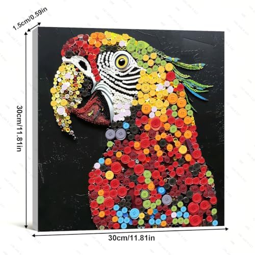 Framed Button Art Kit 11.8" DIY Mosaic Craft for Adults(Parrot) - Image 2