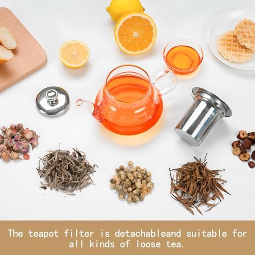 FrutPunch 20OZ Stovetop Safe Glass Teapot with Infuser and Lid - Image 3