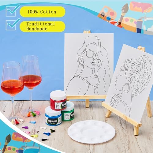 Affrolling 141 Pcs 6 Sets Afro Girl Paint and Sip Kit for Adults Pre Drawn Canvas Painting Set Valentine's Day Stretch Canvas Kit(Afro Girl) - Image 6