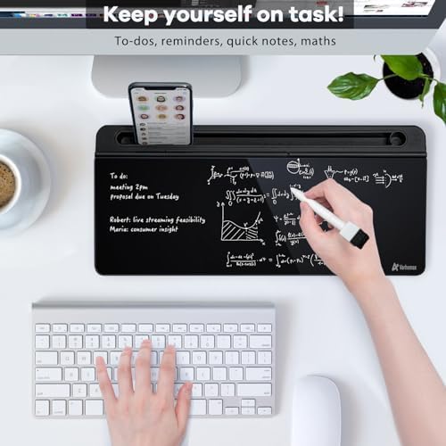 Varhomax Desktop Whiteboard with Storage, Desk Organizer Dry Erase Glass White Board to-do List Memo Notepad for Home Office and School Supplies (Black) - Image 2
