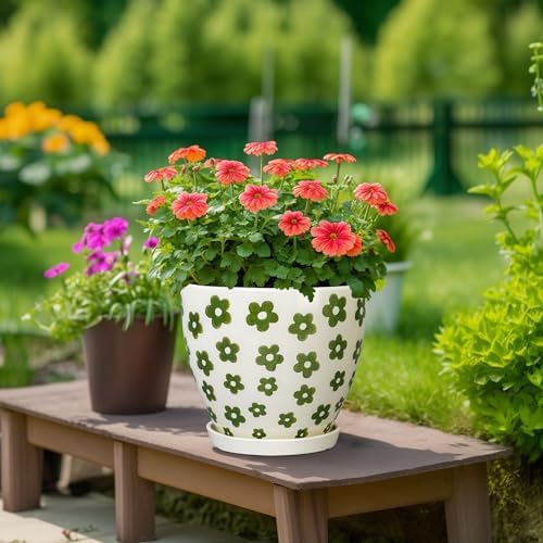 MPotTo Ceramic Flower Pot, 10 Inch, White - Image 4