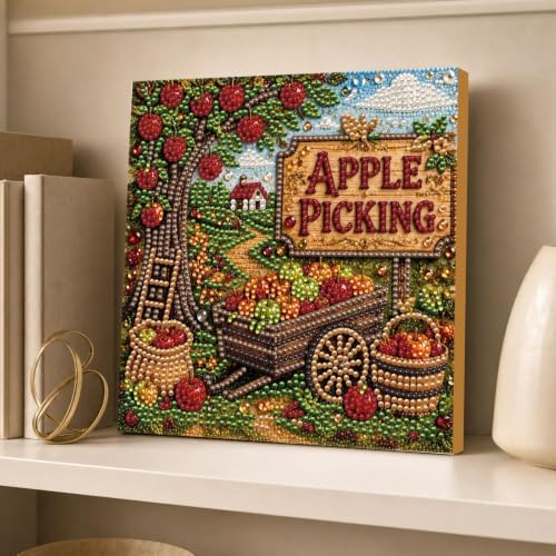 DIY Pearl Painting Kit for Adults, Fruit Picking Fall Art with Wood Frame, 20x20cm Self-Adhesive Pearl Diamond Craft, Autumn Wall Decor Gift for Women, Beginners Relaxing Hobby Kit - Image 3
