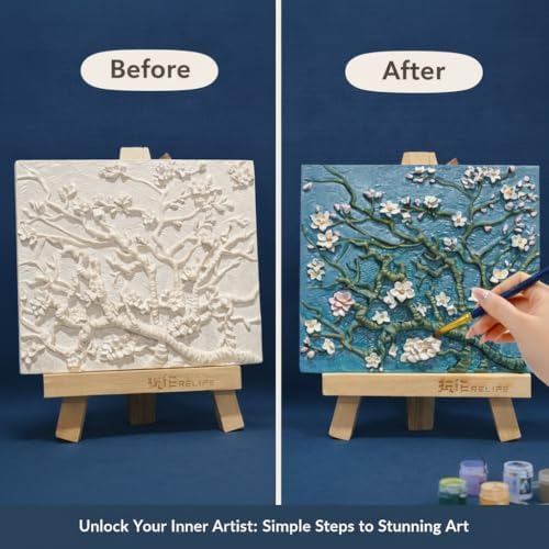 Dumblings 3D Painting Kit – DIY Coloring with Acrylic Paints & Brushes, Relaxing Mindful Craft for Home Decor or Fridge Magnet, Gift for Kids & Adults (Apricot Blossom) - Image 2