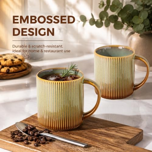 theterra Ceramic Coffee Mugs Set of 6, 14.2 oz Coffee Cups with Handle - Image 6