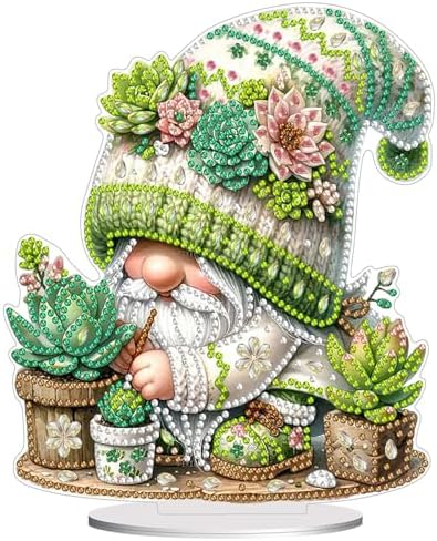Diamond Painting Kits for Adults Beginners, 5D Full Drill Dwarf Succulents Crystal Art Desktop Ornament, DIY Single Sided Home Office Desk Decor, Creative Craft Gift Set with Tools by OFRKE