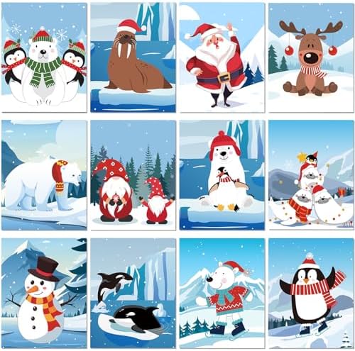 Sherr 12 Pcs Pre Drawn Canvas for Adults,Winter Xmas,8 x 10 Inch by Sherr