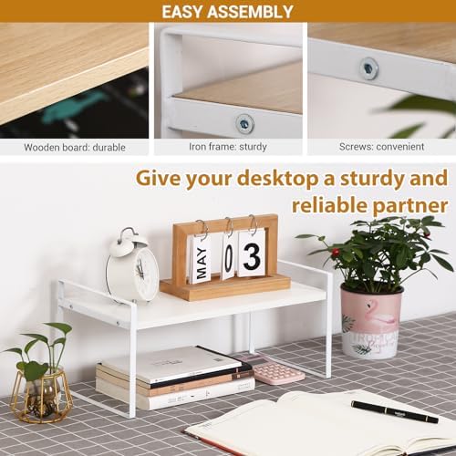 YGYQZ Desk Shelf Organizer, 1-Tier Desktop Bookshelf, White - Image 5