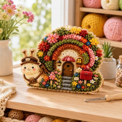 WANZZXCSL Whimsical Village 3D Fabric Poke Art Kit, Floral Cottage, Creative Craft Set, Flowers Activity Fall Gift Home Decor Craft for Adult Beginner Handmade Hobby Gift，Moon Moth - Image 5