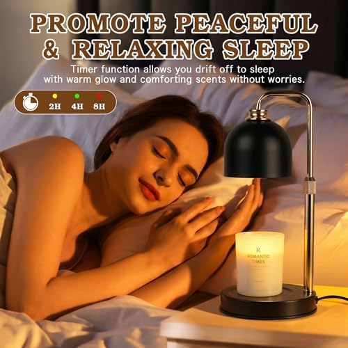 Funistree Candle Warmer Lamp with Timer Dimmer, Adjustable Height Christmas Birthday Gifts for Women Mom, Modern Vintage Black Candle Warmer, Vintage Home Decor for Scented Jar with 2 Bulbs - Image 5