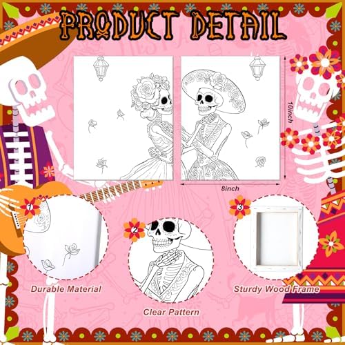 Zhanmai 2 Pack Day of The Dead Sip and Paint Kit for Couples - Image 3