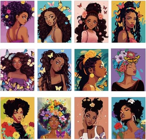 Ctosree 12 Pcs Pre Drawn Canvas for Painting,Charming Lady,8 x 10 Inch by Ctosree