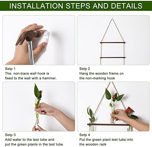 YIBOT Plant Propagation Stations with Wooden Stand 15 Glass Test Tubes Vase - Image 4