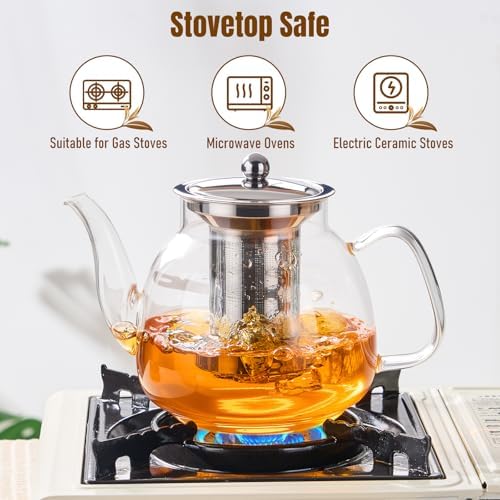 PARACITY Glass Teapot with Infuser, 50 oz Stovetop Kettle for Loose Tea - Image 6