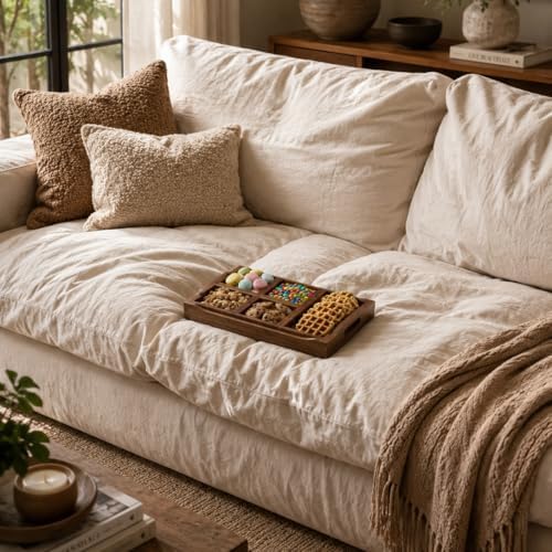 Acacia Wood Serving Tray with Handles for Ottoman Coffee Table - Image 5