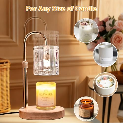 Candle Warmer Lamp with Timer and Dimmer 4-Level Dimmable Flower Light Heat Lamp for Jar Candles Adjustable Height Modern Cute Home Decor for Living Room Bedroom (Gradient-Square) - Image 4