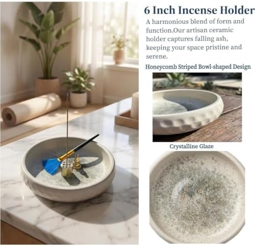 6 Inch Japanese Incense Holder for Stick,Ceramic Handmade White - Image 2