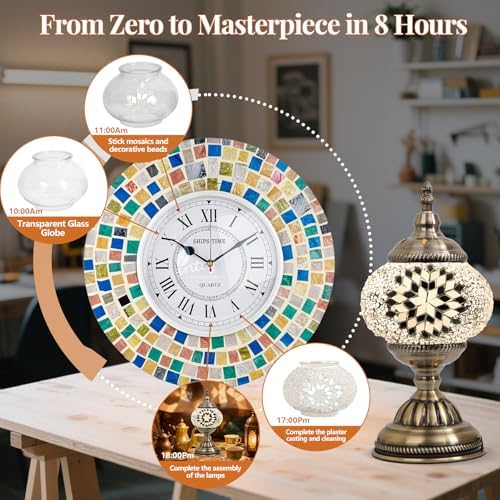 DIY Turkish Mosaic Lamp Kit for Adults & Teens, 5.2" Shade, White - Image 4