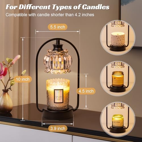 Candle Warmer Lamp, Clear Flower Shape Electric Light with Timer Dimmer - Image 4