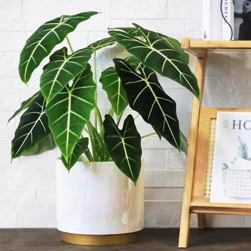 Gepege White Indoor Plant Pots for Plants, Large Ceramic Planter with Drainage Hole, 9.6-inch Succulent Orchid Flower Pot - Rainbow Pearl Glaze - Image 4