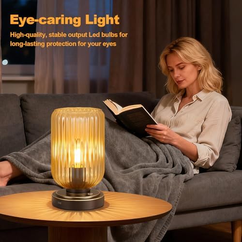 LightRound Cordless Table Lamp for Bedroom, Touch Stepless Dimmable Modern - Image 4