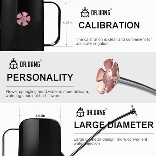 Watering Can Indoor for House Plants Small Watering cans with Long Spout Flower Model Sprinkler Head 1.2L (Black Coffee, 1.2L) - Image 3