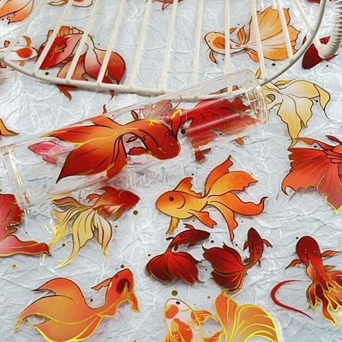 50PCS Gold Stamp Stickers Goldfish Aesthetic PET Travel Journal Decal Waterproof Decorative Decals for Scrapbook DIY Crafts Album Bullet Journal Planner Water Bottles Laptop Phone (Gold Stamp-A) - Image 2