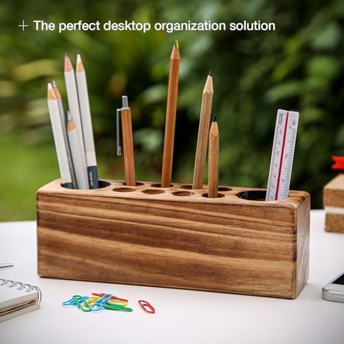 Solid Wood Pen Holder for Desk – Fountain Pen Holder – Stylish Wooden Pencil Holder and Wooden Desk Organizer - Image 2