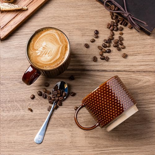 GBhome 12 OZ Stackable Coffee Mugs Set of 4, Ceramic Coffee Cups Set - Image 3