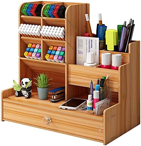 Marbrasse Upgraded Wooden Pencil Holder, Pen Organizer for Desk, Easy Assembly, Art Supply Organizer, Desktop Stationary (Cherry) by Marbrasse