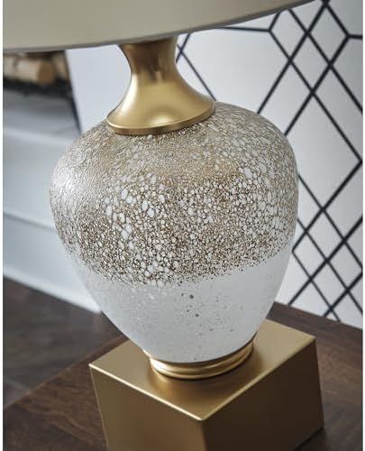 Signature Design by Ashley Tavisburg Glass Table Lamp, 3-Way Switch for Versatile Lighting, Art Glass and Metal Construction, Decorative Bedside Reading Light, Brown/White/Gold - Image 5