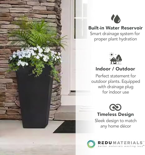 Tierra Verde Sonata Self-Watering Square Planters, Black, 14" x 28", 2-Pack - Image 4