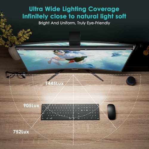 Quntis Monitor Light Bar with Remote Control, Fit for Curved/Flat Monitor, Eye-Care USB Computer Lamp Dimmable Screen Light Bar with Auto-Dimming, No Glare Home Office Gaming Desk Lamp - Image 2