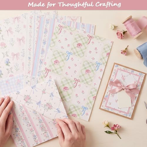 Scrapbook Paper Pink Blue Double Sided Floral Decorative Paper Pack for Card Making Junk Journals Wedding Invitations Photo Albums Decoupage Origami DIY Paper Crafts - Image 3