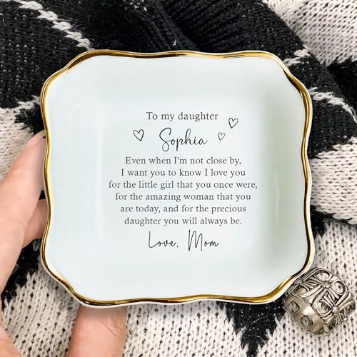 Daughter Gift From Mom, Custom Ring Dish, Even When I Am Not Close By, Ceramic Jewelry Dish, Personalized Trinket Tray, Wedding, Birthday Present, Mother And Daughter - Image 2