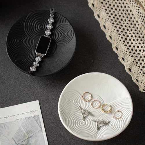 Nordic Minimalist Ceramic Jewelry Dish, Modern Ring Tray, Trinket Holder for Rings Earrings, Decorative Vanity Tray, Key Holder for Entryway, Home Decor for Bedroom, Bathroom (Black, A) - Image 3