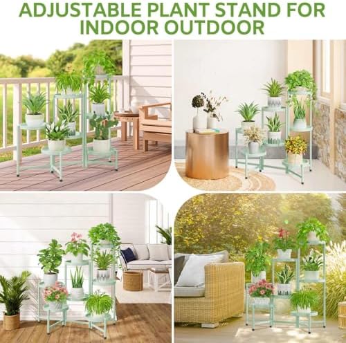 iDavosic.ly 7 Tier Large Plant Stand Indoor Outdoor, 10 In Wide Tray, Green - Image 2