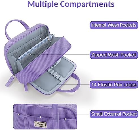 Sooez Large Pencil Case Pouch, Extra Big Pencil Bag with 5 Compartments - Image 4