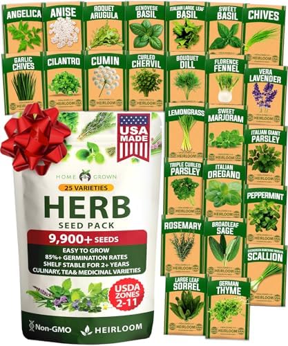 HOME GROWN 25 Herb Variety Pack 8,700+ Seeds Extra Large Culinary Kit by HOMEGROWN