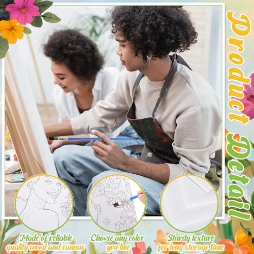 Sherr 96 Pcs 12 Set Pre Drawn Canvas Painting Kits, Flower Lady - Image 3