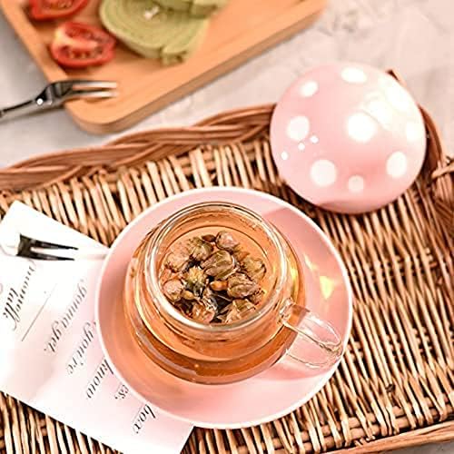 Glass Teacup Mushroom Shape Teacup Saucer Set Coffee Mug with Filter Cup - Image 5